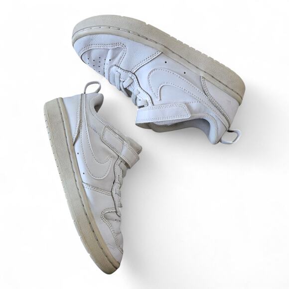 Nike Kids Court Borough Low Recraft Adjustable Strap Sneakers White Size 1 - Picture 1 of 6
